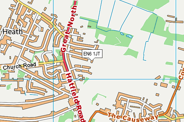 EN6 1JT map - OS VectorMap District (Ordnance Survey) EN6 1JT map - OS VectorMap District (Ordnance Survey)