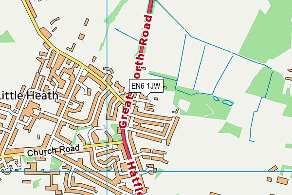 EN6 1JW map - OS VectorMap District (Ordnance Survey) EN6 1JW map - OS VectorMap District (Ordnance Survey)