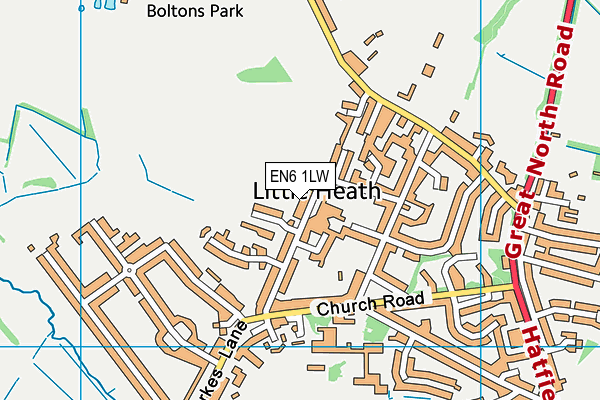 EN6 1LW map - OS VectorMap District (Ordnance Survey)