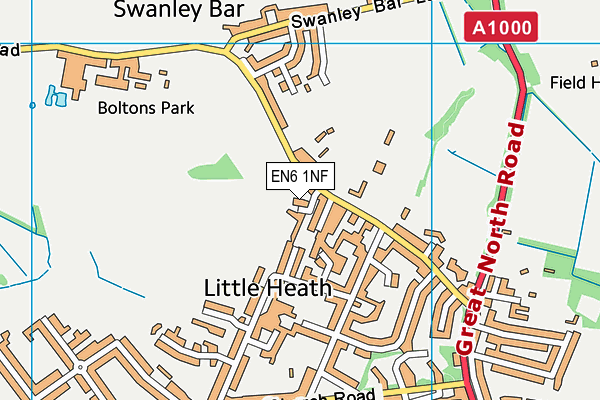 EN6 1NF map - OS VectorMap District (Ordnance Survey) EN6 1NF map - OS VectorMap District (Ordnance Survey)
