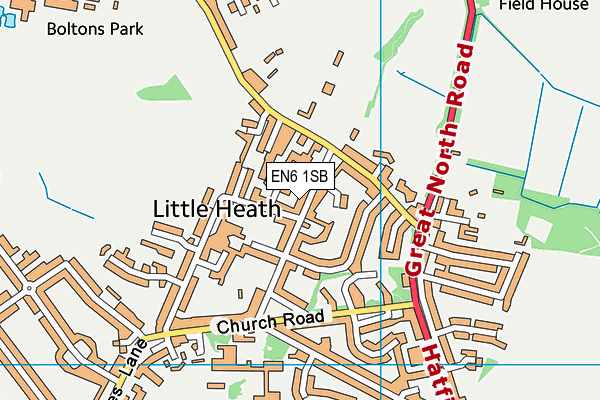 EN6 1SB map - OS VectorMap District (Ordnance Survey) EN6 1SB map - OS VectorMap District (Ordnance Survey)