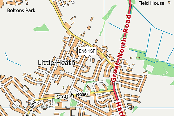 EN6 1SF map - OS VectorMap District (Ordnance Survey)