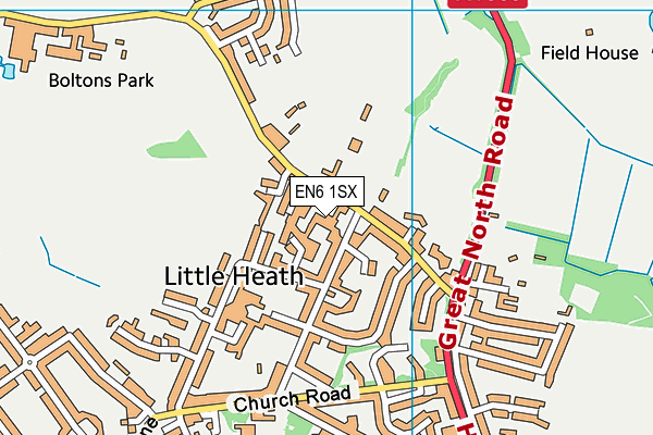 EN6 1SX map - OS VectorMap District (Ordnance Survey)