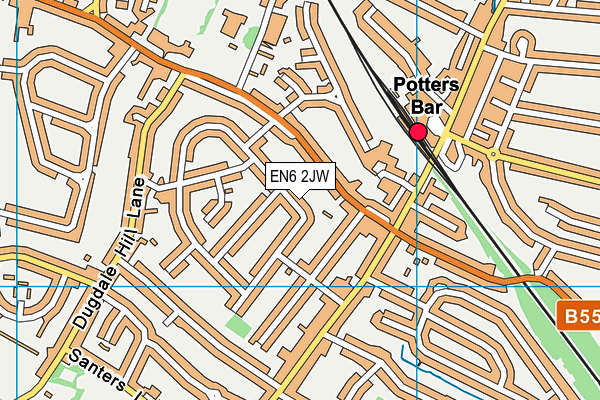 EN6 2JW map - OS VectorMap District (Ordnance Survey)