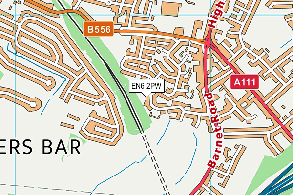 EN6 2PW map - OS VectorMap District (Ordnance Survey)