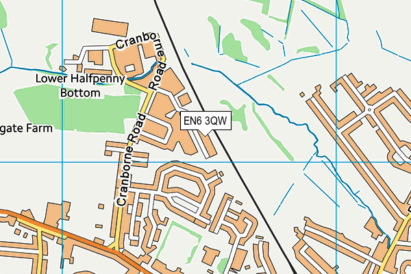 EN6 3QW map - OS VectorMap District (Ordnance Survey) EN6 3QW map - OS VectorMap District (Ordnance Survey)