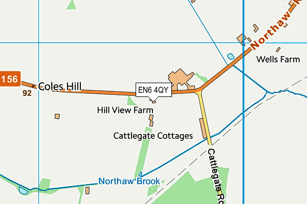 EN6 4QY map - OS VectorMap District (Ordnance Survey)