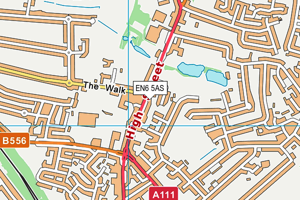 EN6 5AS map - OS VectorMap District (Ordnance Survey)