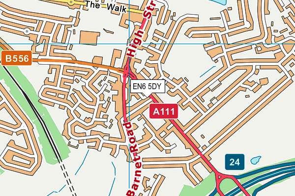 EN6 5DY map - OS VectorMap District (Ordnance Survey)