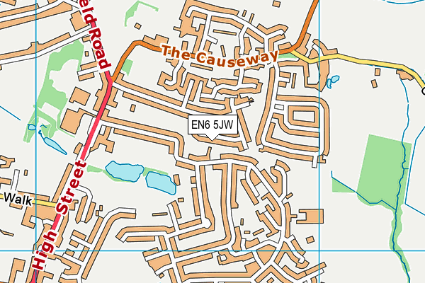 EN6 5JW map - OS VectorMap District (Ordnance Survey) EN6 5JW map - OS VectorMap District (Ordnance Survey)