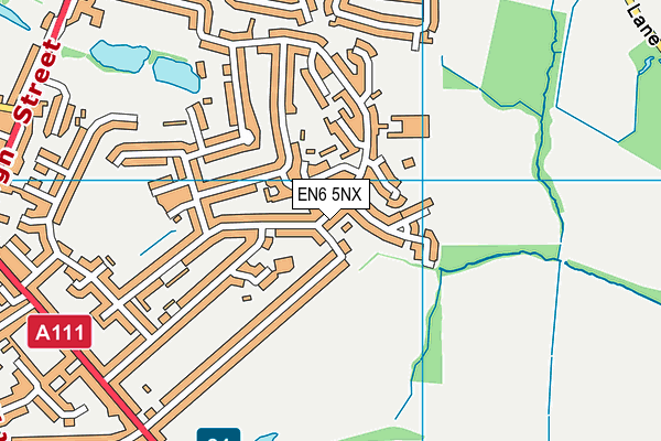 EN6 5NX map - OS VectorMap District (Ordnance Survey) EN6 5NX map - OS VectorMap District (Ordnance Survey)