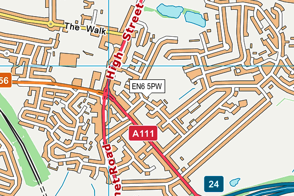 EN6 5PW map - OS VectorMap District (Ordnance Survey) EN6 5PW map - OS VectorMap District (Ordnance Survey)
