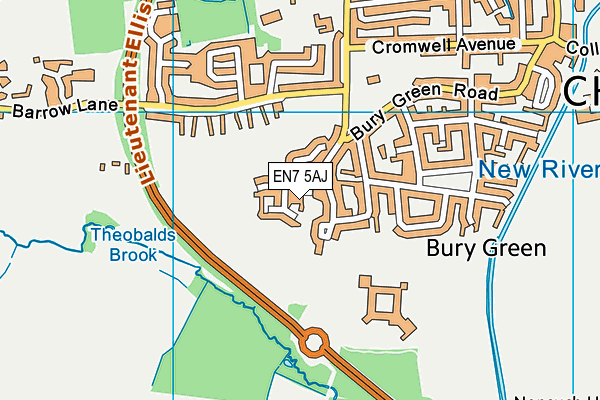 EN7 5AJ map - OS VectorMap District (Ordnance Survey)