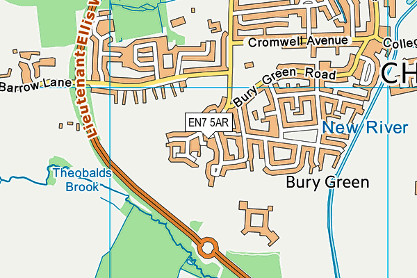 EN7 5AR map - OS VectorMap District (Ordnance Survey) EN7 5AR map - OS VectorMap District (Ordnance Survey)