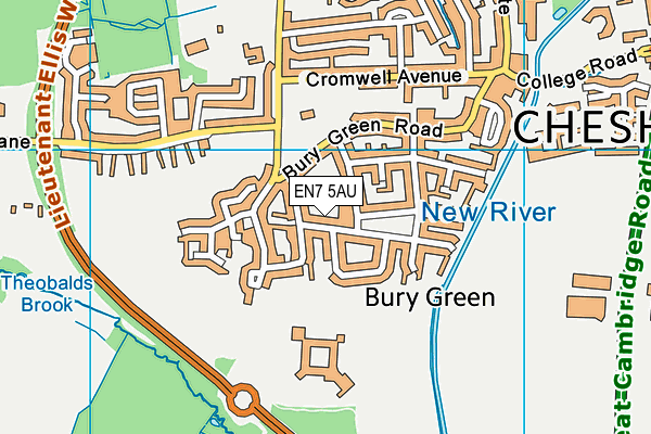 EN7 5AU map - OS VectorMap District (Ordnance Survey)