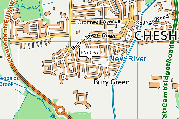 EN7 5BA map - OS VectorMap District (Ordnance Survey) EN7 5BA map - OS VectorMap District (Ordnance Survey)