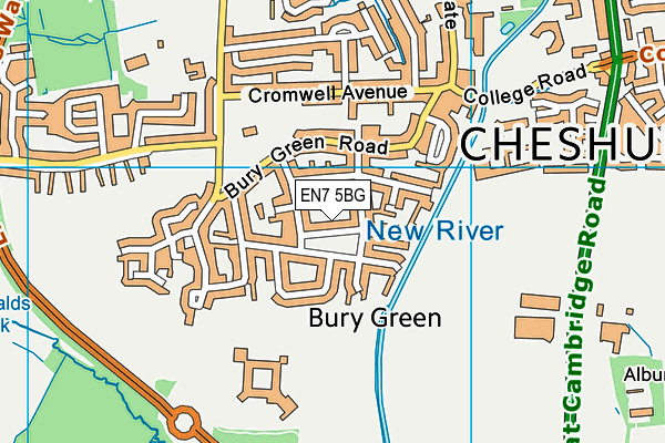EN7 5BG map - OS VectorMap District (Ordnance Survey) EN7 5BG map - OS VectorMap District (Ordnance Survey)