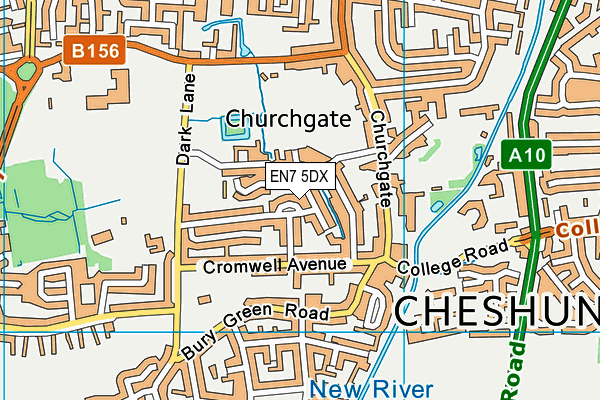 EN7 5DX map - OS VectorMap District (Ordnance Survey)