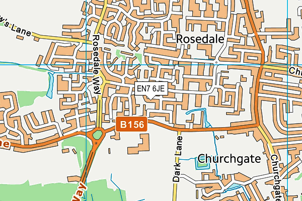 EN7 6JE map - OS VectorMap District (Ordnance Survey) EN7 6JE map - OS VectorMap District (Ordnance Survey)