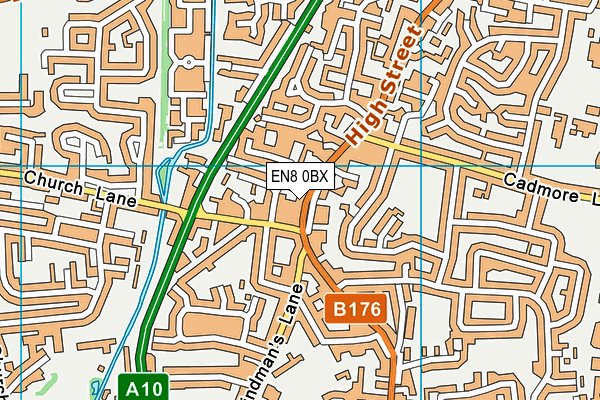 EN8 0BX map - OS VectorMap District (Ordnance Survey)