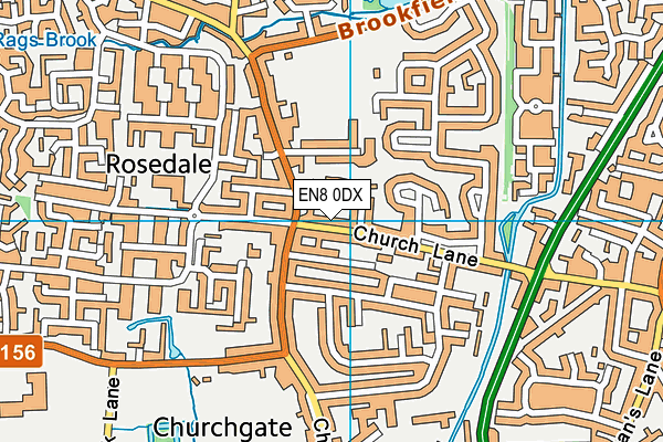 EN8 0DX map - OS VectorMap District (Ordnance Survey)