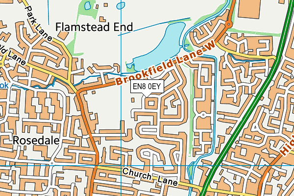 EN8 0EY map - OS VectorMap District (Ordnance Survey)