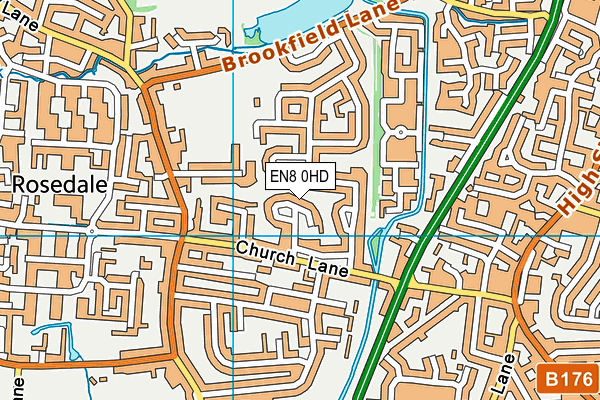EN8 0HD map - OS VectorMap District (Ordnance Survey) EN8 0HD map - OS VectorMap District (Ordnance Survey)