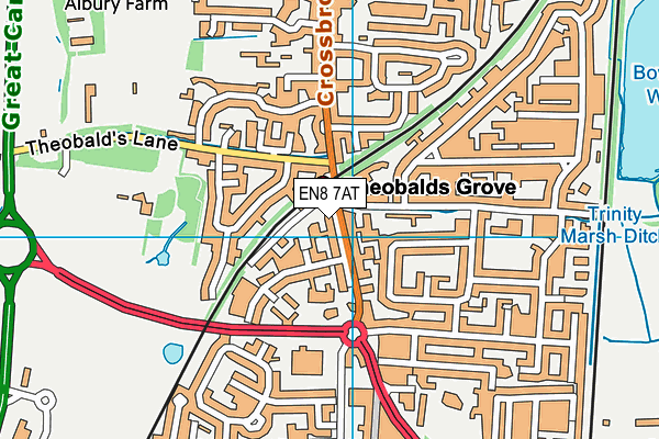 EN8 7AT map - OS VectorMap District (Ordnance Survey)