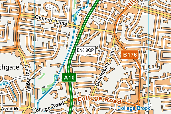 EN8 9QP map - OS VectorMap District (Ordnance Survey)