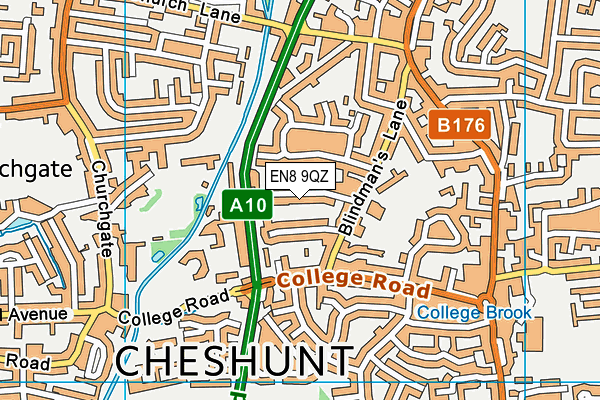 EN8 9QZ map - OS VectorMap District (Ordnance Survey) EN8 9QZ map - OS VectorMap District (Ordnance Survey)