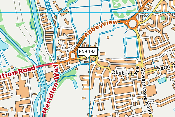 EN9 1BZ map - OS VectorMap District (Ordnance Survey) EN9 1BZ map - OS VectorMap District (Ordnance Survey)