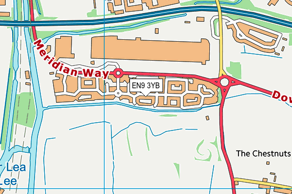 EN9 3YB map - OS VectorMap District (Ordnance Survey)
