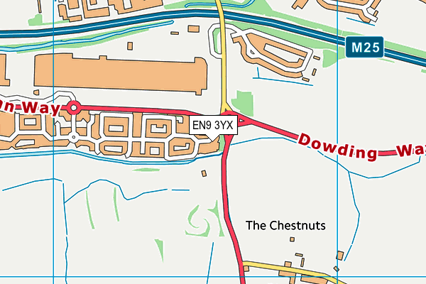 EN9 3YX map - OS VectorMap District (Ordnance Survey)