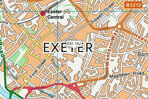 EX1 1AJ map - OS VectorMap District (Ordnance Survey) EX1 1AJ map - OS VectorMap District (Ordnance Survey)
