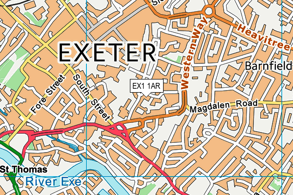 EX1 1AR map - OS VectorMap District (Ordnance Survey) EX1 1AR map - OS VectorMap District (Ordnance Survey)