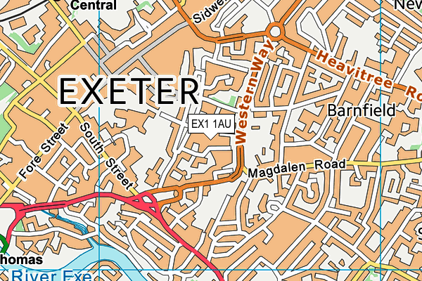 EX1 1AU map - OS VectorMap District (Ordnance Survey) EX1 1AU map - OS VectorMap District (Ordnance Survey)