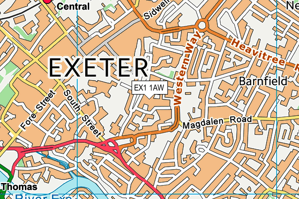 EX1 1AW map - OS VectorMap District (Ordnance Survey) EX1 1AW map - OS VectorMap District (Ordnance Survey)