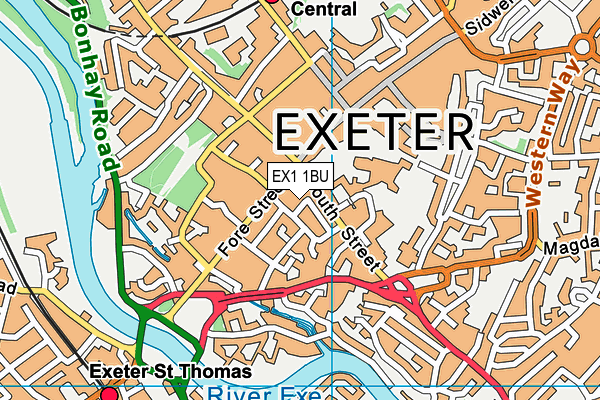 EX1 1BU map - OS VectorMap District (Ordnance Survey) EX1 1BU map - OS VectorMap District (Ordnance Survey)