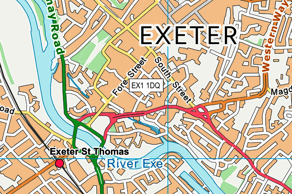EX1 1DQ map - OS VectorMap District (Ordnance Survey)