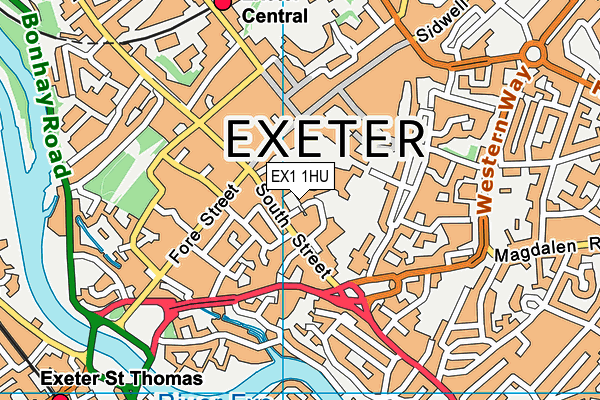 EX1 1HU map - OS VectorMap District (Ordnance Survey) EX1 1HU map - OS VectorMap District (Ordnance Survey)
