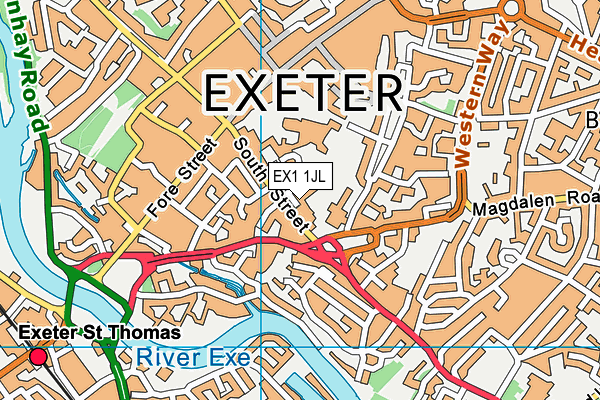 EX1 1JL map - OS VectorMap District (Ordnance Survey) EX1 1JL map - OS VectorMap District (Ordnance Survey)