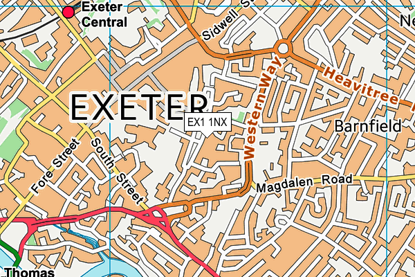 EX1 1NX map - OS VectorMap District (Ordnance Survey) EX1 1NX map - OS VectorMap District (Ordnance Survey)