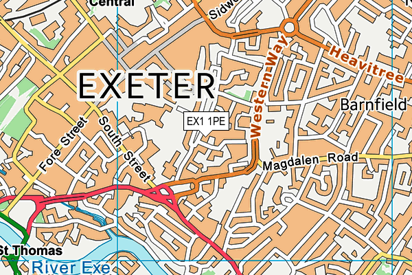 EX1 1PE map - OS VectorMap District (Ordnance Survey) EX1 1PE map - OS VectorMap District (Ordnance Survey)