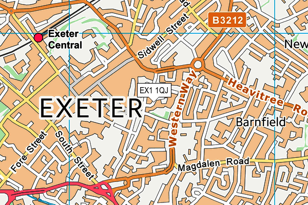 EX1 1QJ map - OS VectorMap District (Ordnance Survey) EX1 1QJ map - OS VectorMap District (Ordnance Survey)