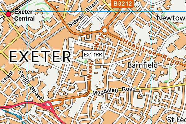 EX1 1RR map - OS VectorMap District (Ordnance Survey) EX1 1RR map - OS VectorMap District (Ordnance Survey)