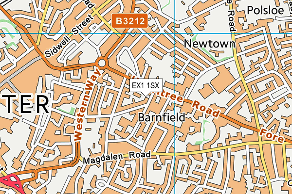 EX1 1SX map - OS VectorMap District (Ordnance Survey) EX1 1SX map - OS VectorMap District (Ordnance Survey)