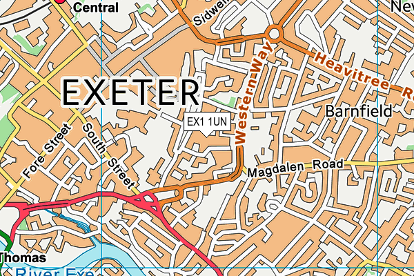 EX1 1UN map - OS VectorMap District (Ordnance Survey) EX1 1UN map - OS VectorMap District (Ordnance Survey)