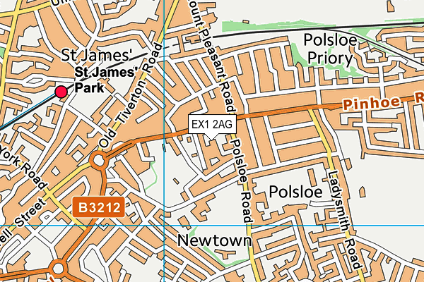EX1 2AG map - OS VectorMap District (Ordnance Survey) EX1 2AG map - OS VectorMap District (Ordnance Survey)