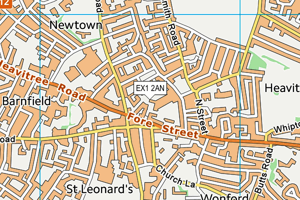 EX1 2AN map - OS VectorMap District (Ordnance Survey) EX1 2AN map - OS VectorMap District (Ordnance Survey)