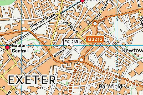 EX1 2AR map - OS VectorMap District (Ordnance Survey) EX1 2AR map - OS VectorMap District (Ordnance Survey)